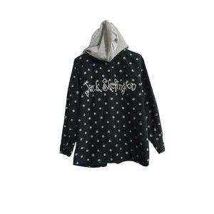 Disney Japan Jack Skellington Hooded Flannel Shacket‎ Size Medium Black All over
